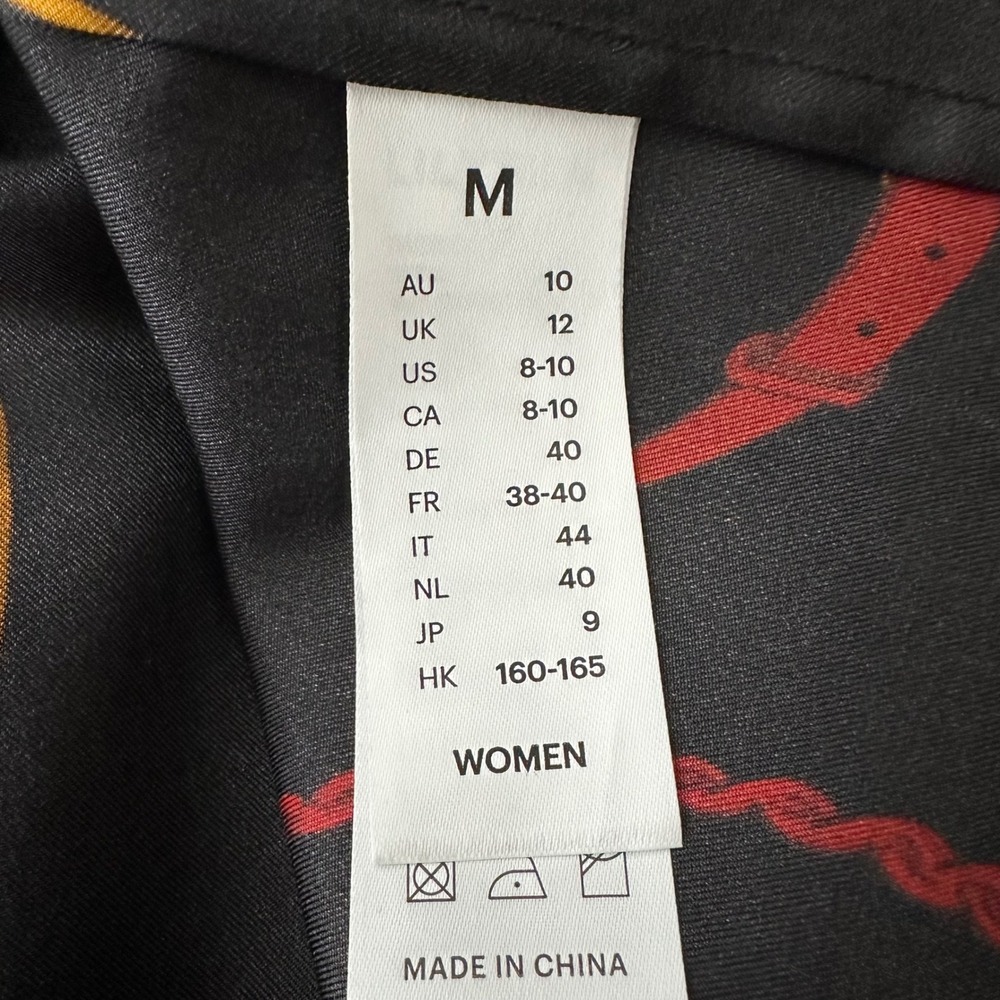Lilysilk Louisville Print Silk Shirt Black Equestrian Chain Belt Blouse M - Picture 9 of 15